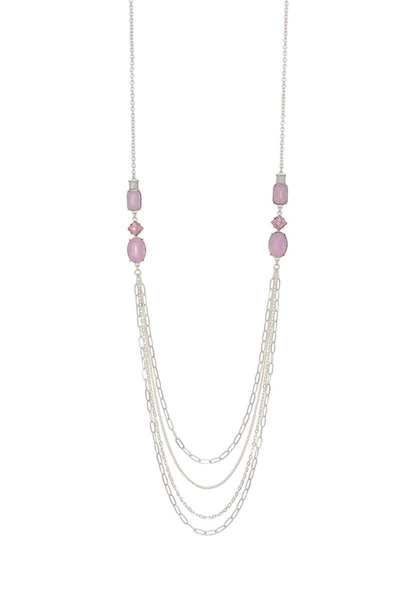 Silver-Tone Layered Chain Necklace