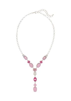 evie  emma SilverTone Multi Pink Stone Y Necklace