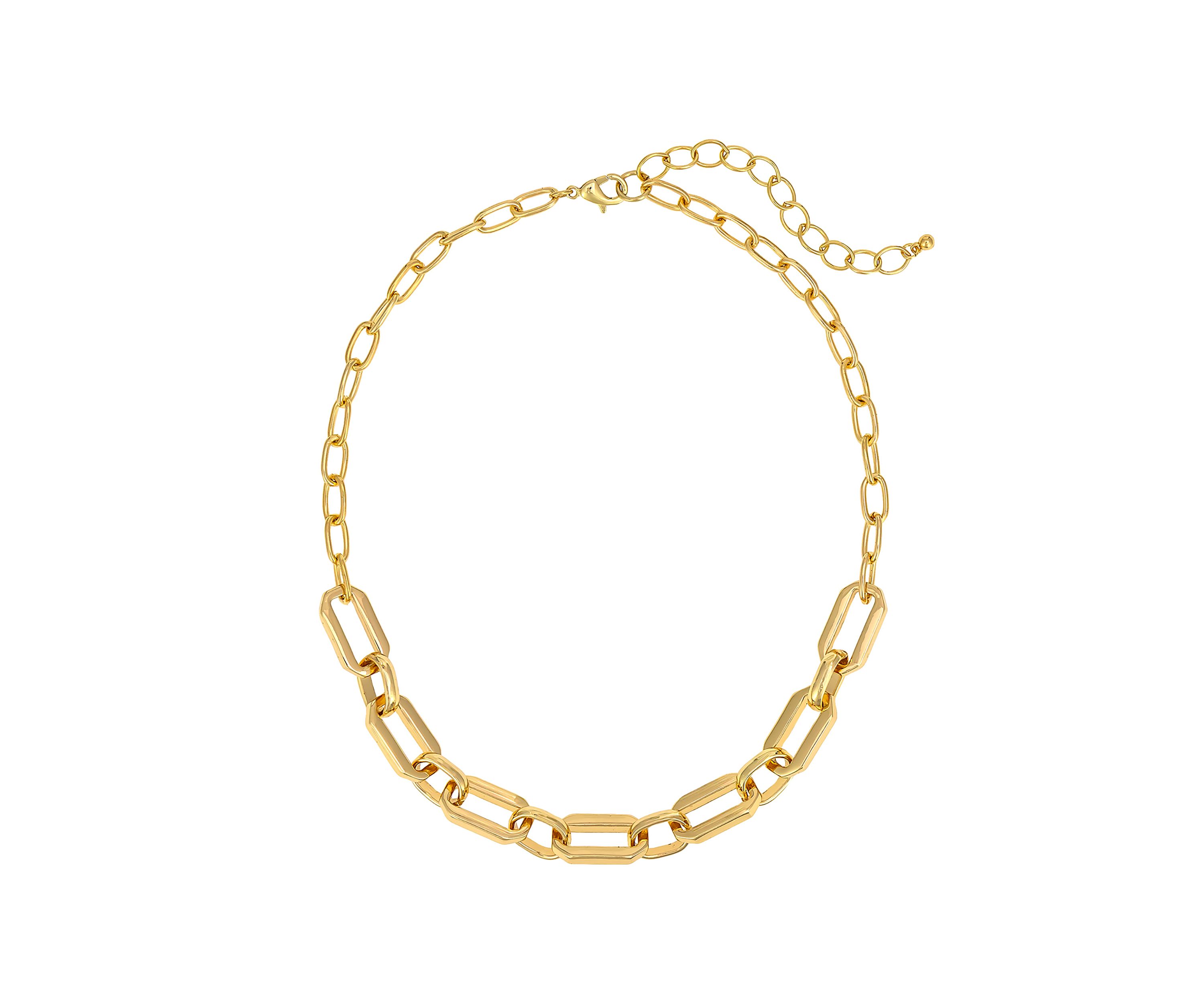 Gold-Tone Rectangular Chain Link Frontal Necklace 