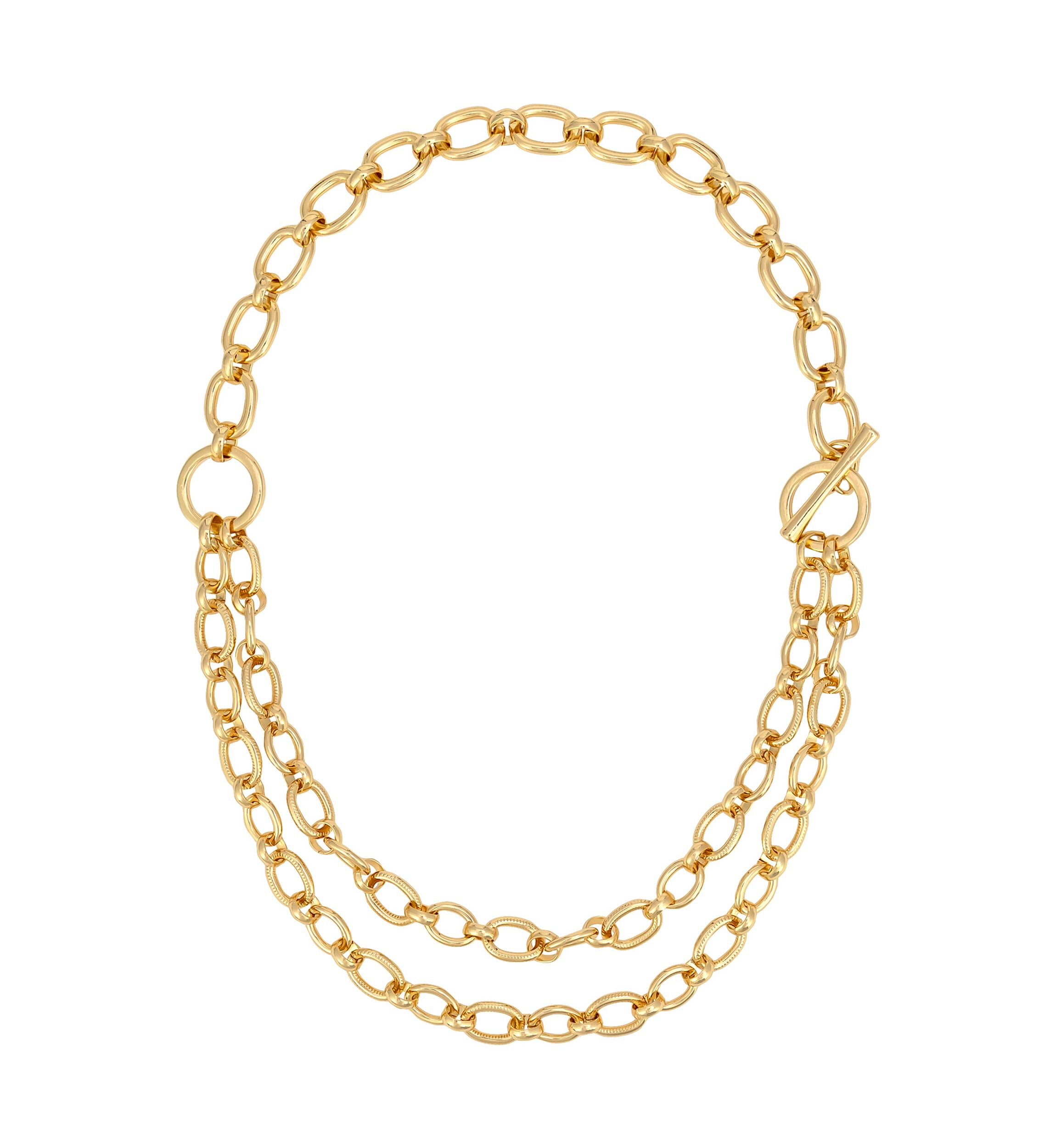 Gold-Tone 2-Row Chain Link Necklace 