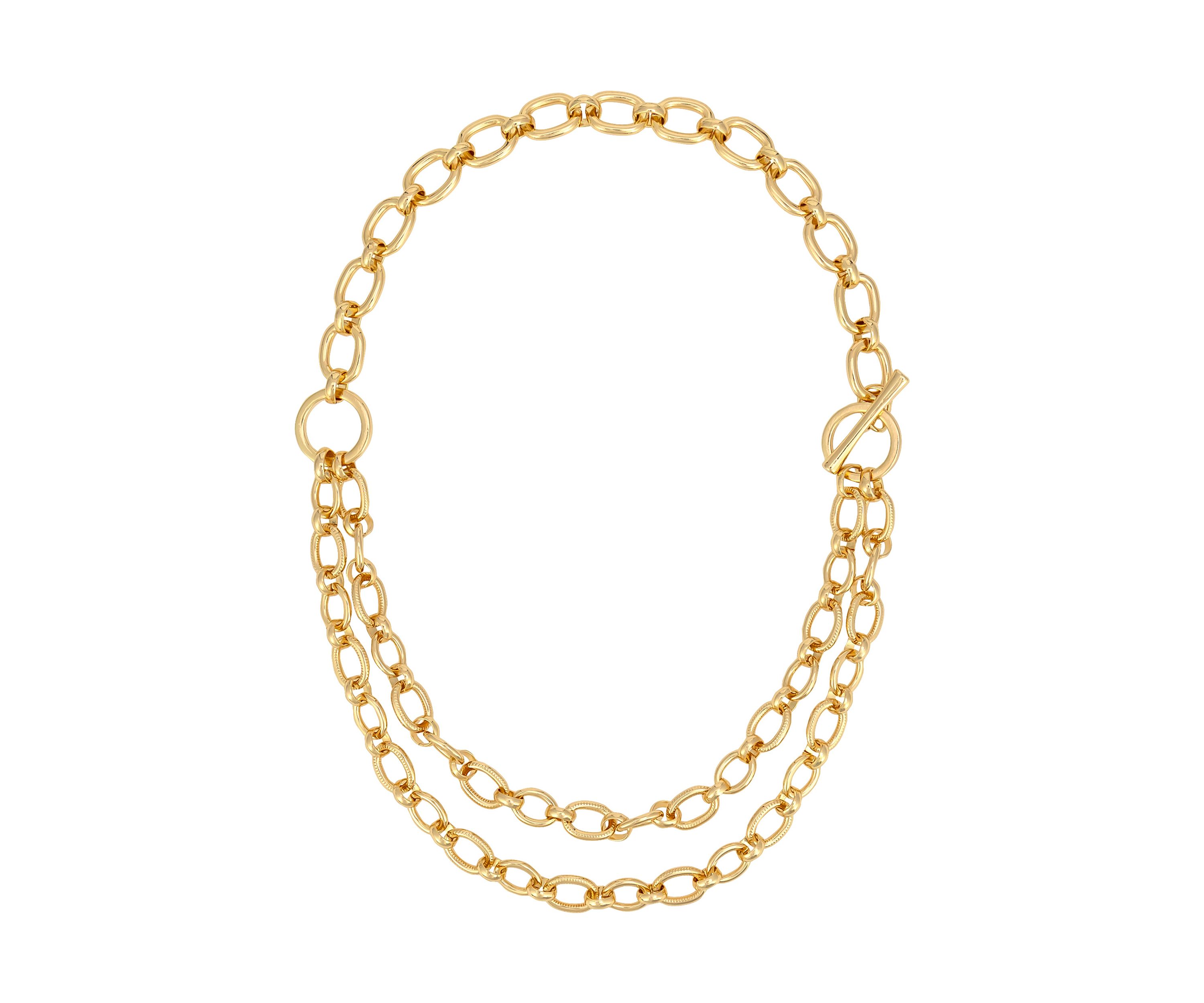 Gold-Tone 2-Row Chain Link Necklace 