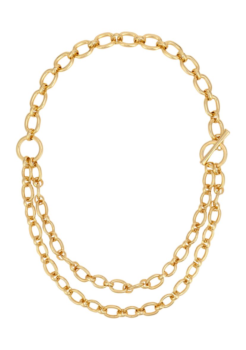 Gold-Tone 2-Row Chain Link Necklace 