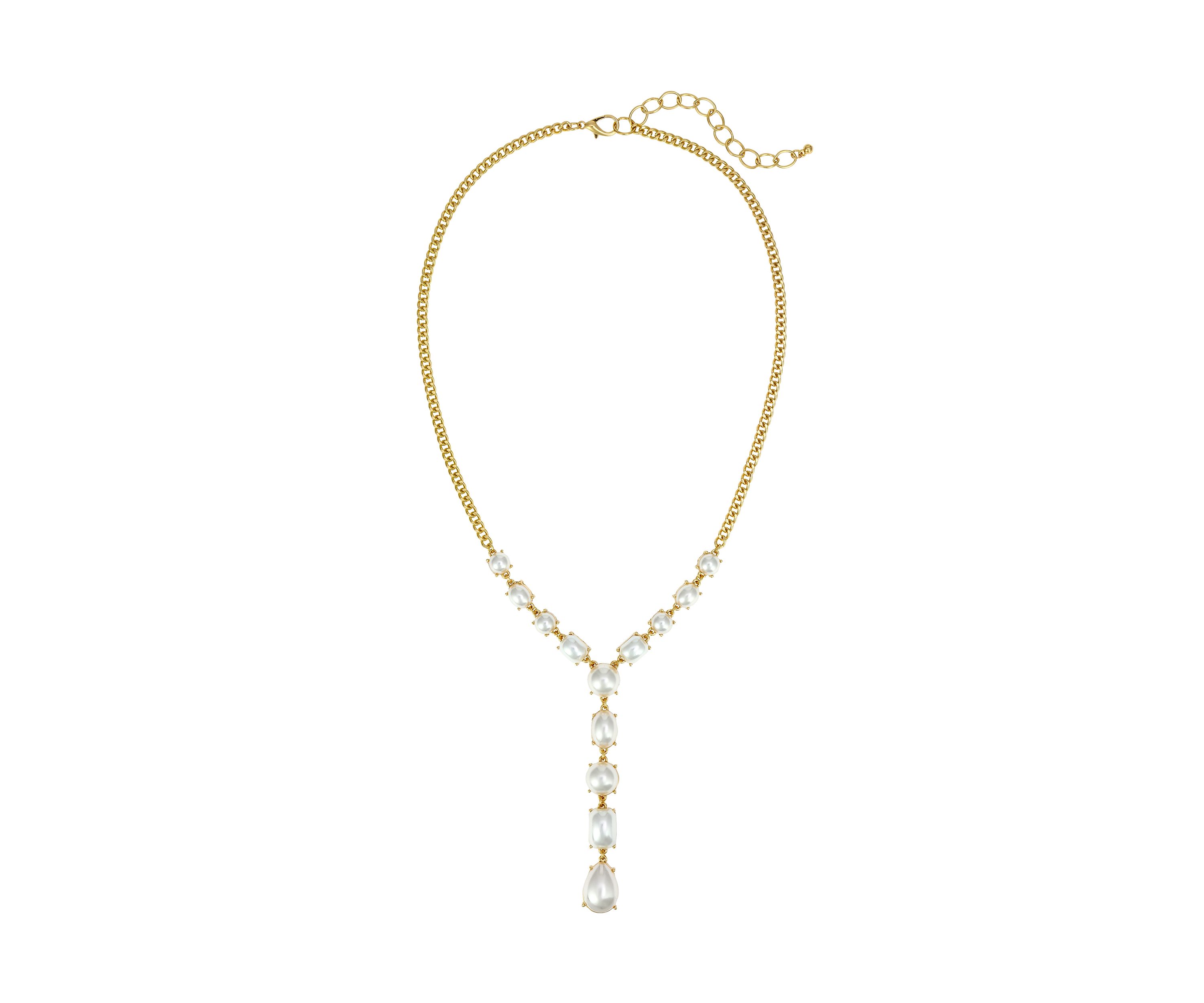 Gold-Tone Pearl Cabochon Y-Necklace 