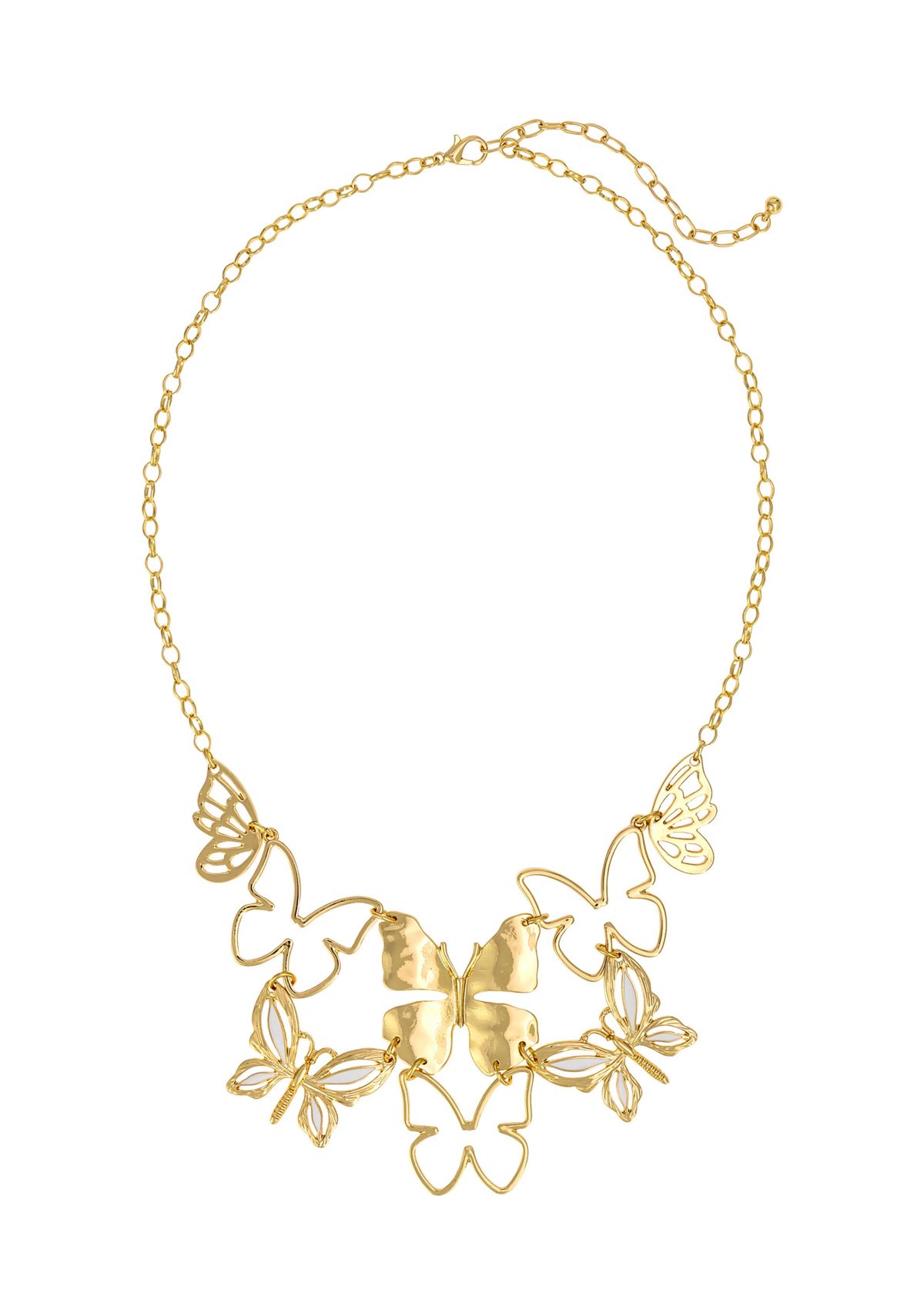 Gold Tone Butterfly Statement Frontal Necklace
