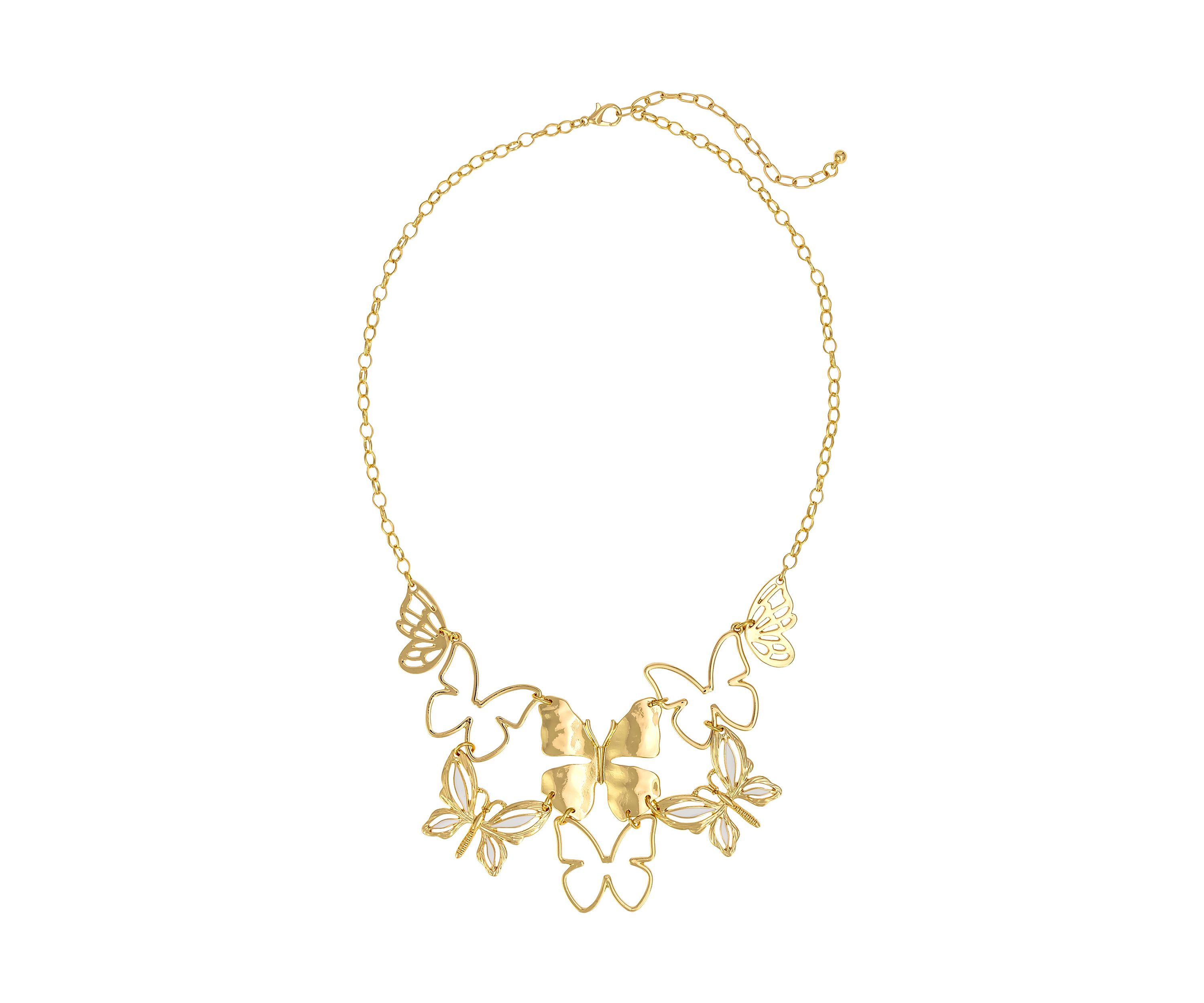Gold Tone Butterfly Statement Frontal Necklace