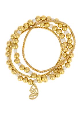 evie  emma Gold Tone Beaded Stone Butterfly Charm Bracelet Set