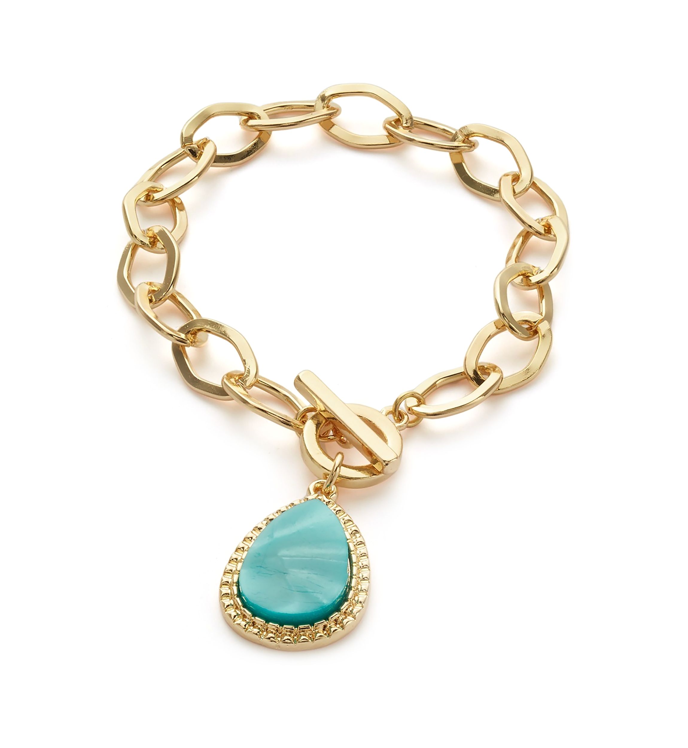 Womens Gold Tone Chain Link Bracelet 
