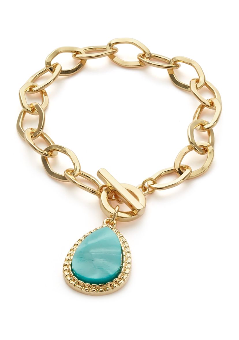 Womens Gold Tone Chain Link Bracelet 