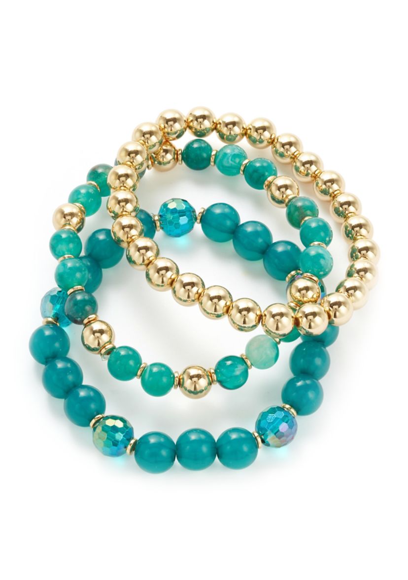 Teal Beaded Bracelet Set