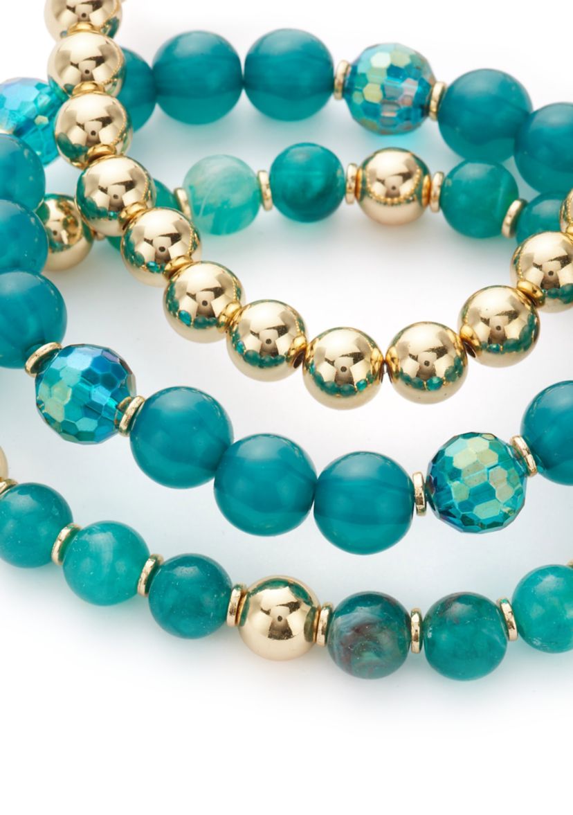 Teal Beaded Bracelet Set