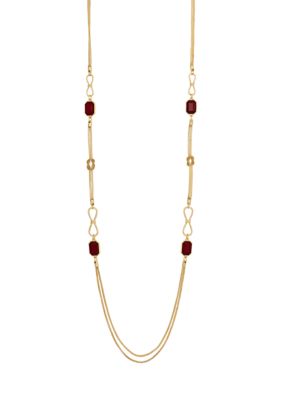 evie  emma Mesh Chain with Red Stone Link Necklace