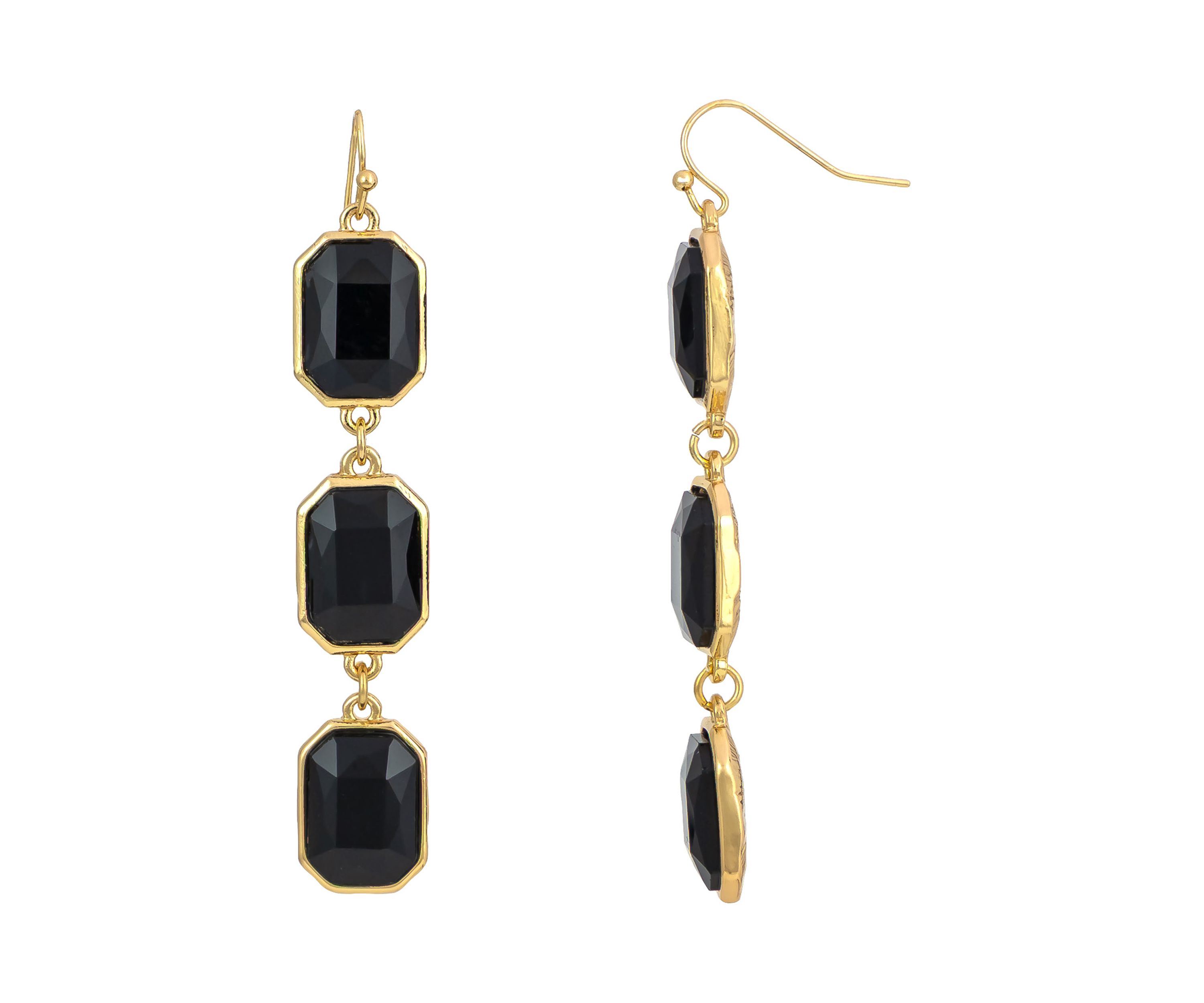 Triple Drop Jet Linear Earrings