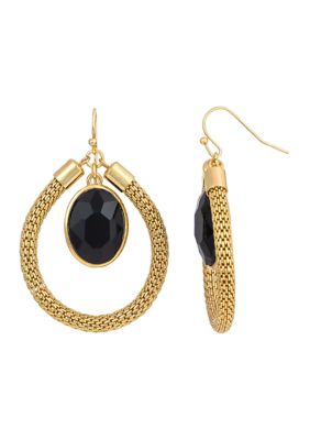 evie  emma Mesh Orbital Stone Gold Tone Earrings