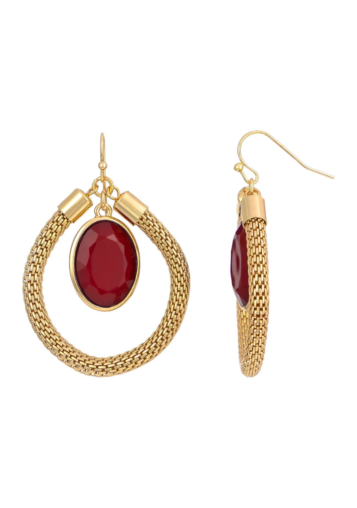 Mesh Orbital Stone Gold Tone Earrings