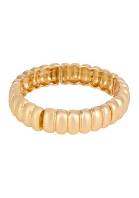 evie & emma Ribbed Stretch Gold Tone Bangle Bracelet