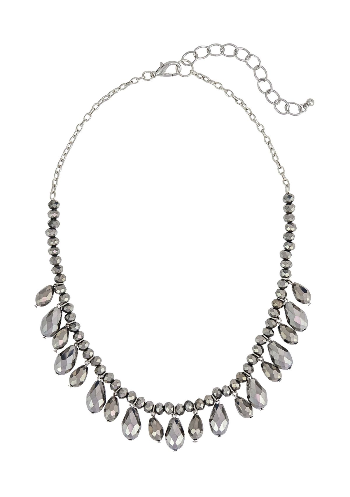 Hematite Beaded Frontal Necklace 