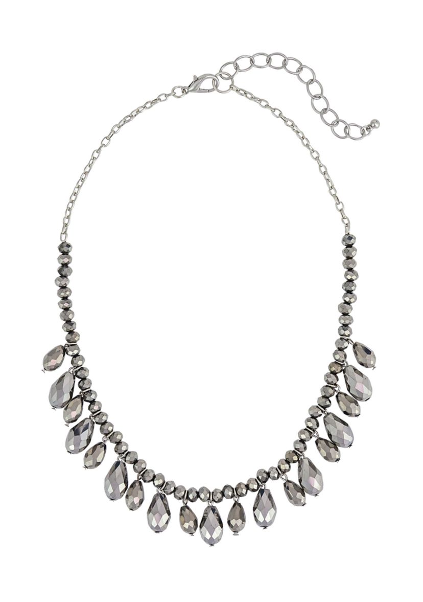 Hematite Beaded Frontal Necklace 