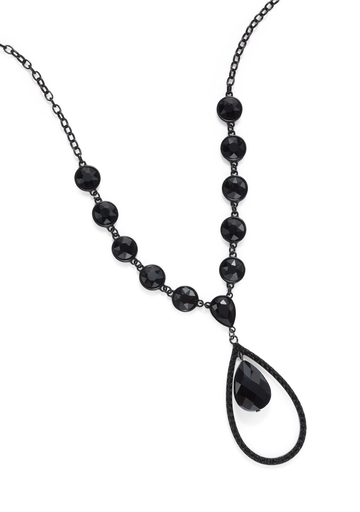 Orbital Jet Tear Drop Pendant Necklace