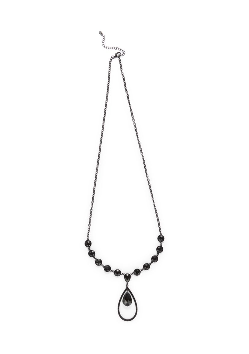 Orbital Jet Tear Drop Pendant Necklace