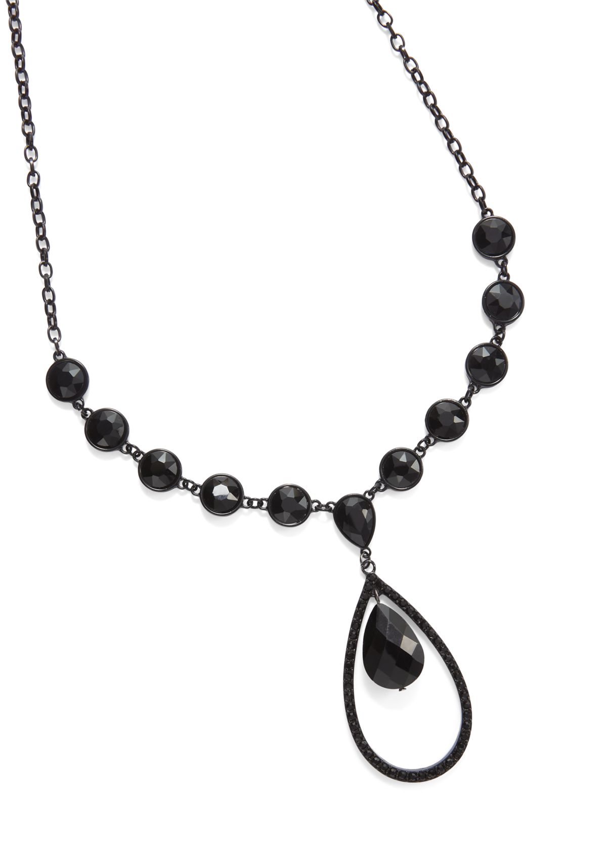 Orbital Jet Tear Drop Pendant Necklace