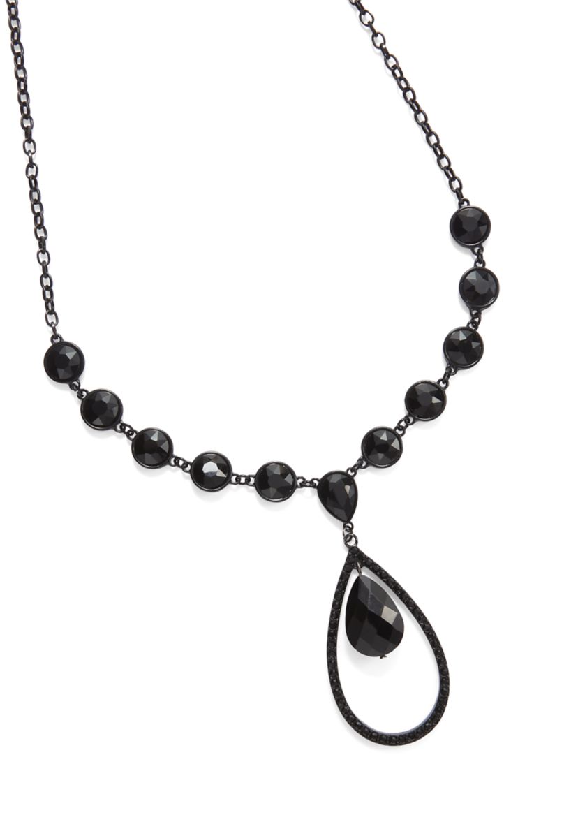 Orbital Jet Tear Drop Pendant Necklace