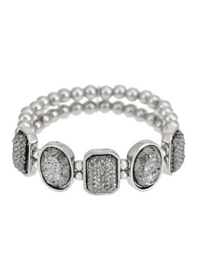 evie  emma Hematite Frontal Stone Stretch Bracelet