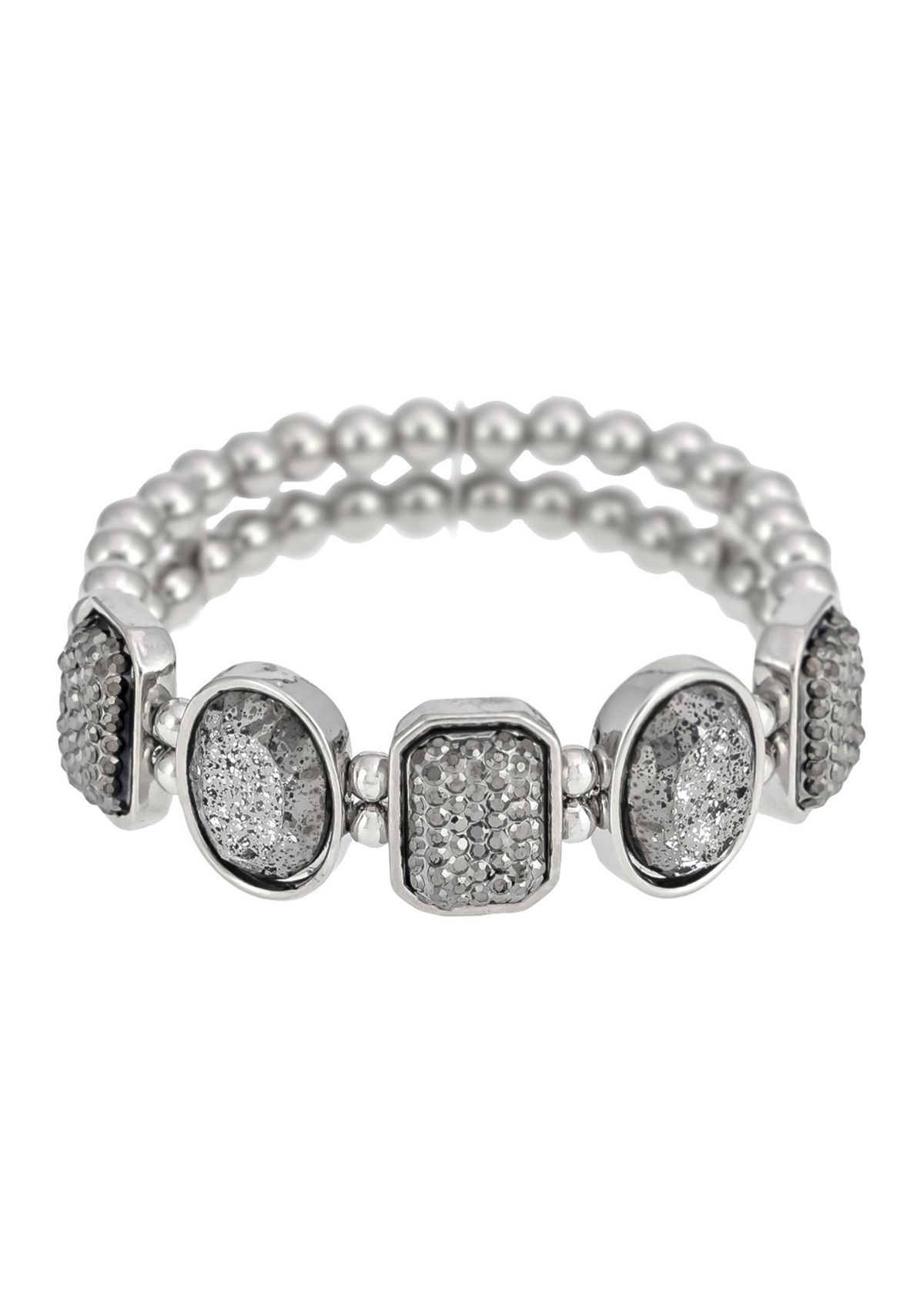 Hematite Frontal Stone Stretch Bracelet