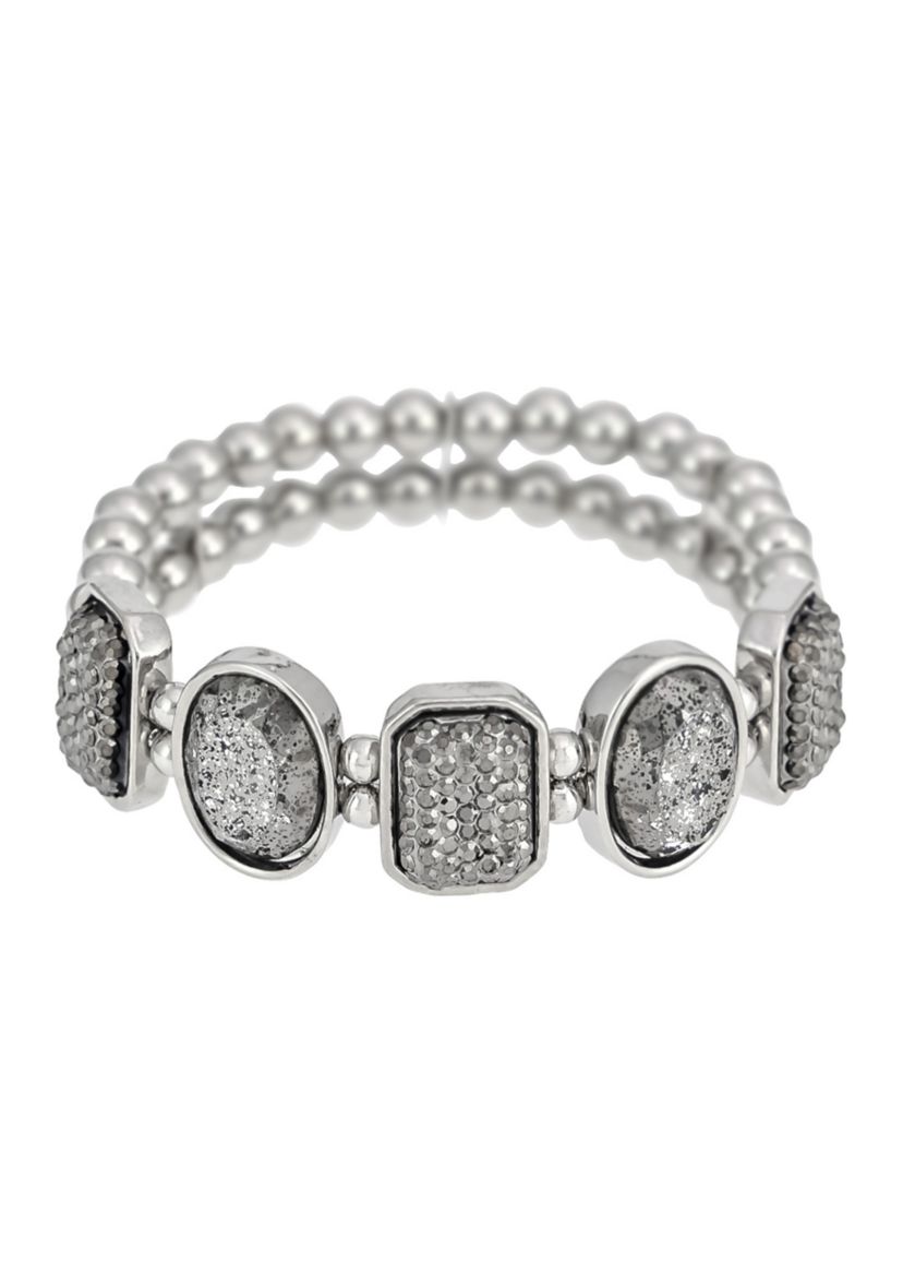 Hematite Frontal Stone Stretch Bracelet