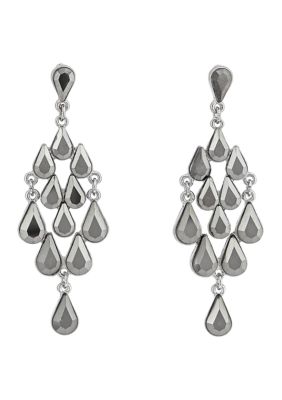 evie  emma Hematite Stone Chandelier Earrings