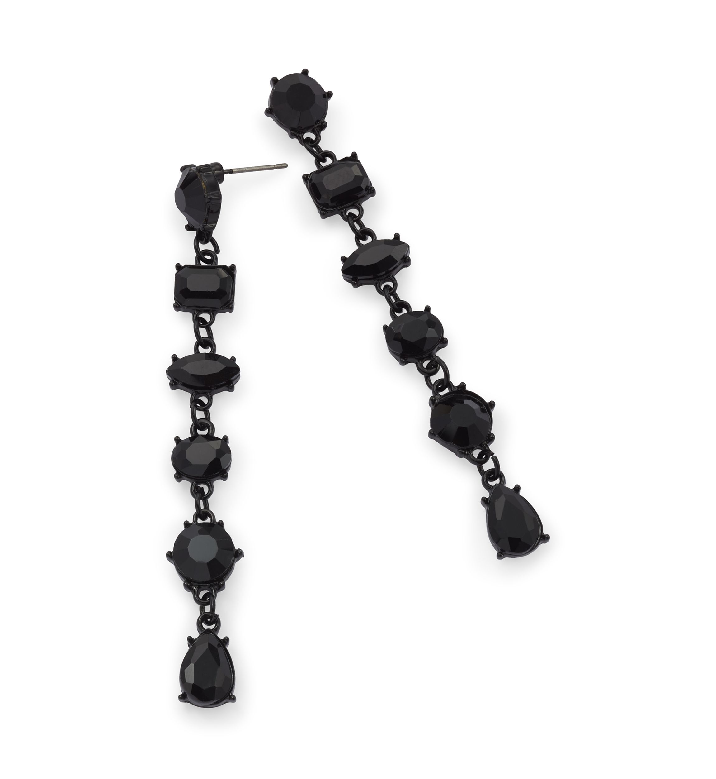 Jet Stone Linear Earrings