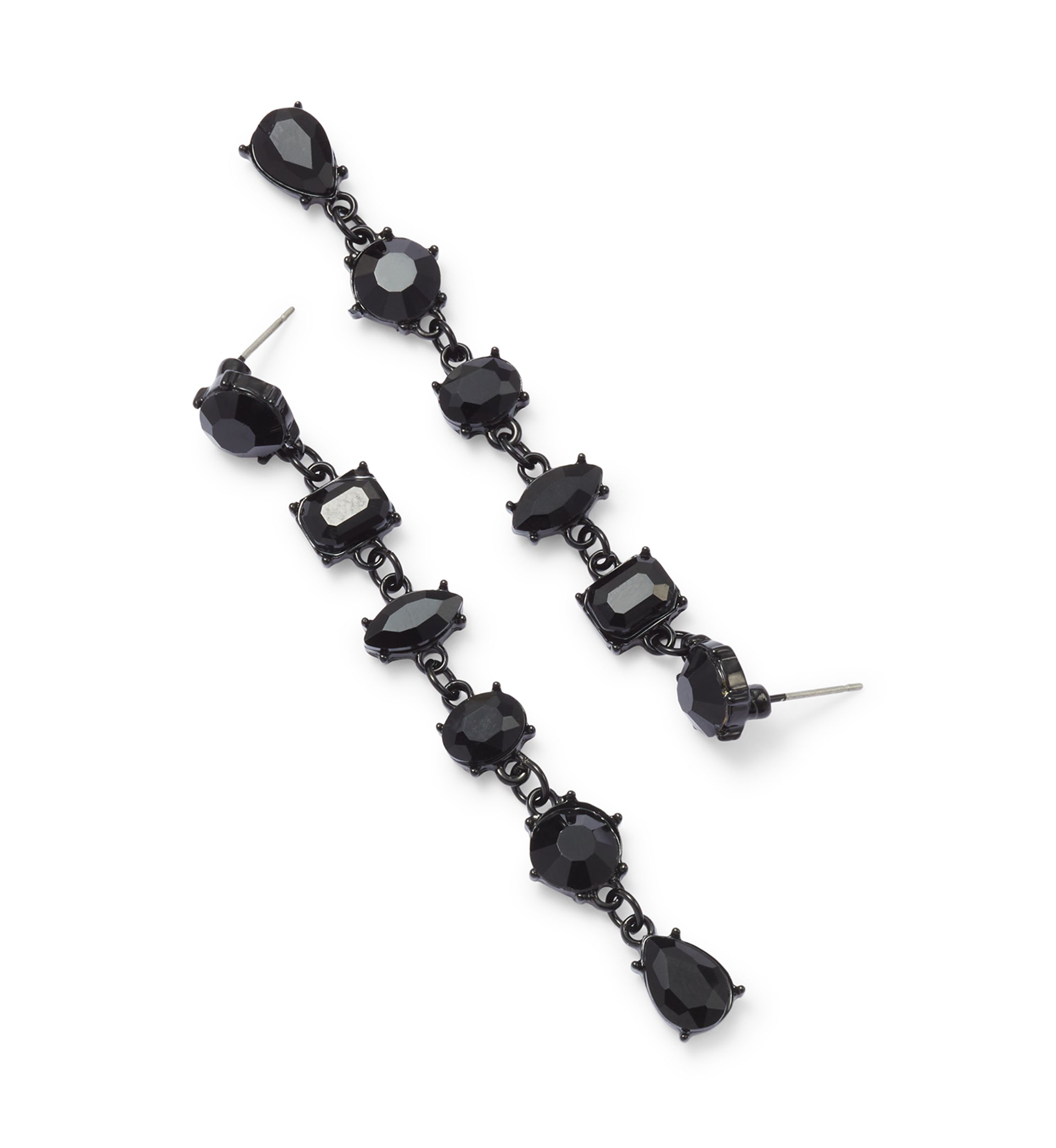 Jet Stone Linear Earrings