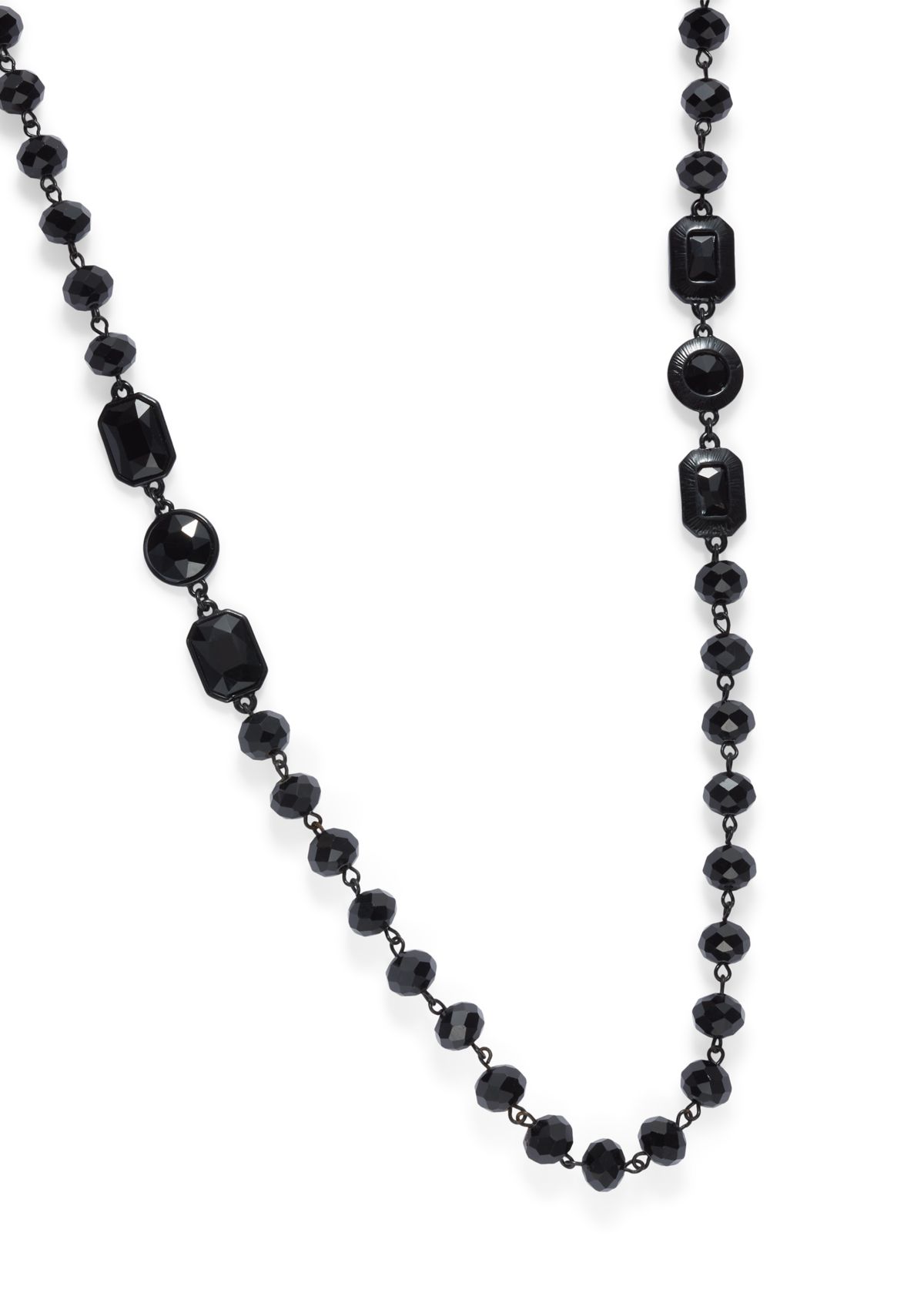 Jet Long Station Necklace