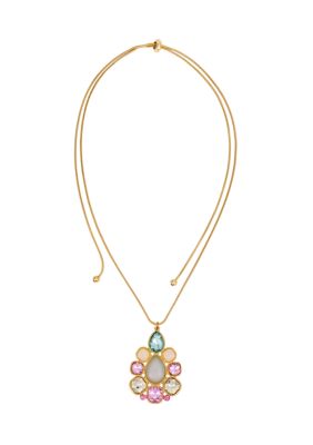 evie  emma Multi Pastel Stone Cluster Pendant Necklace