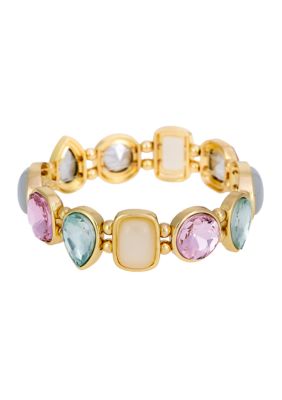 evie  emma Mixed Multi Shape Pastel Colored Stone Stretch Bracelet