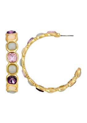 evie  emma Multi Pastel Stone Post Hoop Earrings