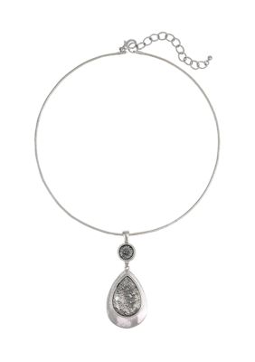 evie  emma Framed Hematite Stone Teardrop Pendant Necklace