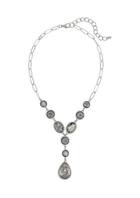 evie  emma Linked Hematite Stone Station Necklace