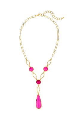 evie  emma Gold Tone Linked Nuti Stone Y Necklace