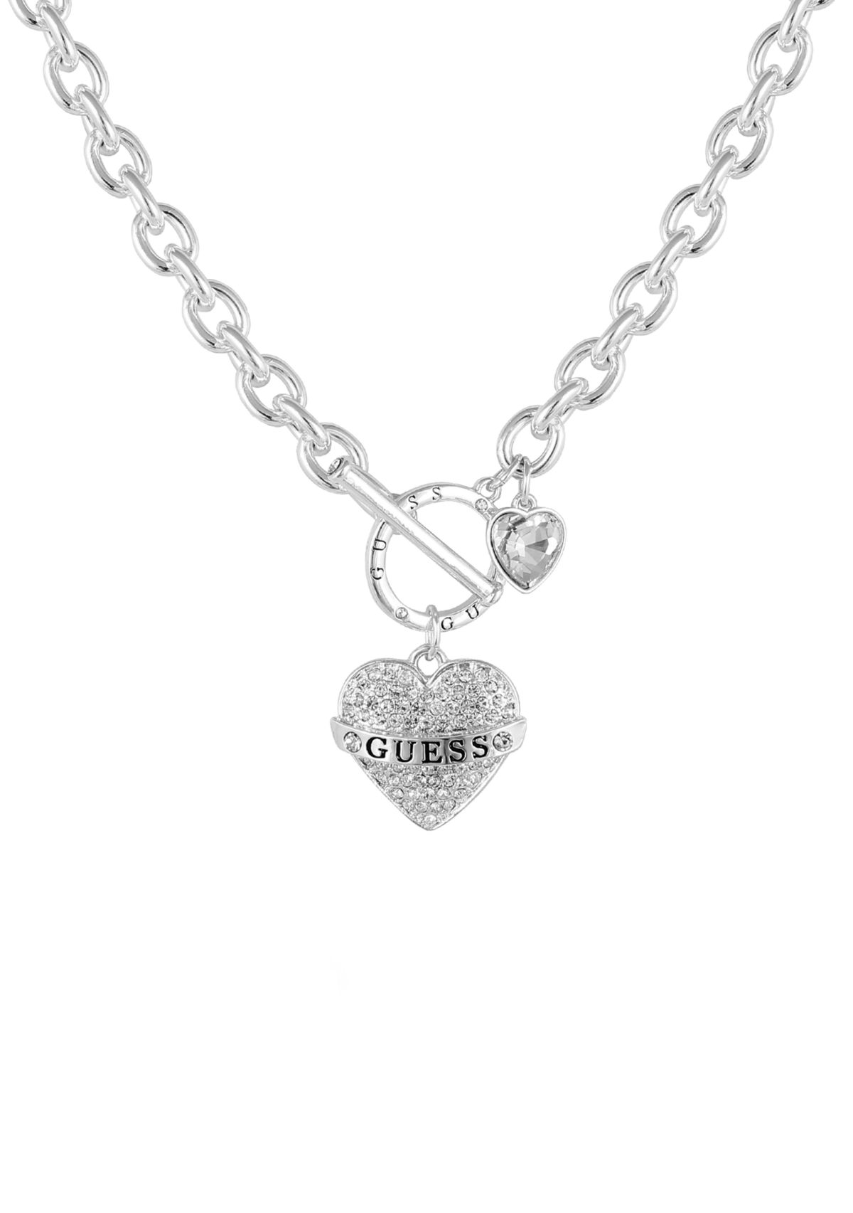 Silver-Tone Heart Toggle Necklace