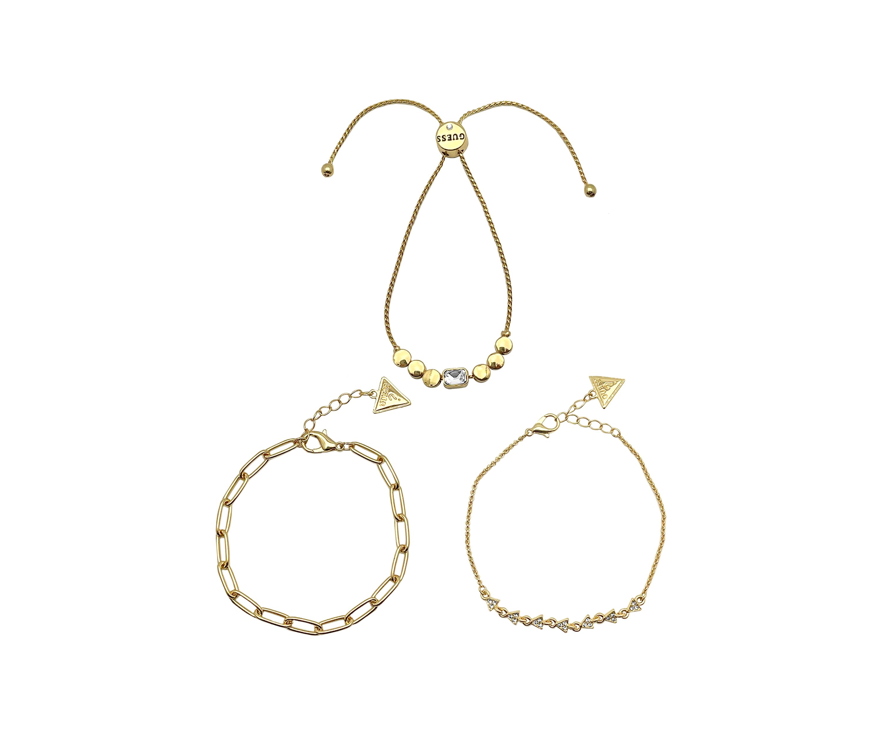 Gold-Tone Set of 3 Mixed Media Bracelets