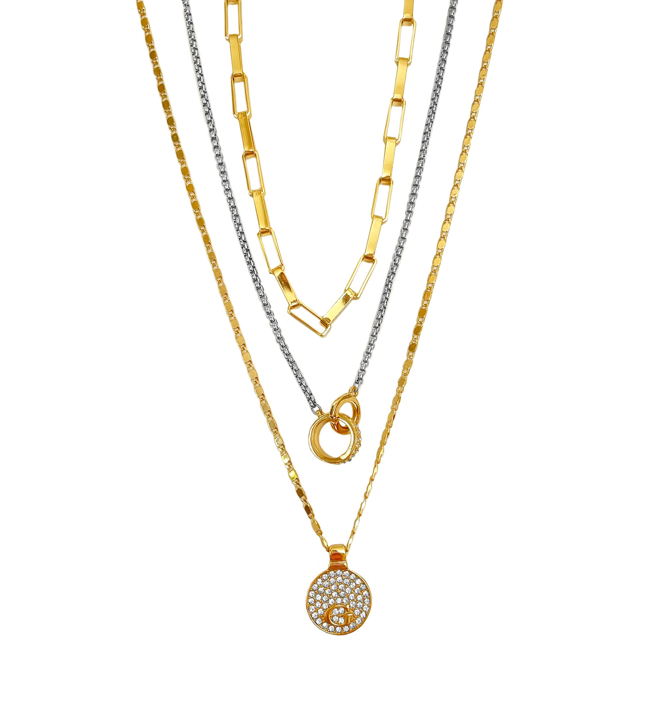 Two-Tone Crystal Layered Necklace