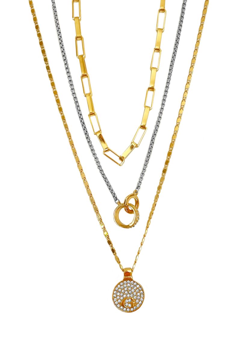 Two-Tone Crystal Layered Necklace