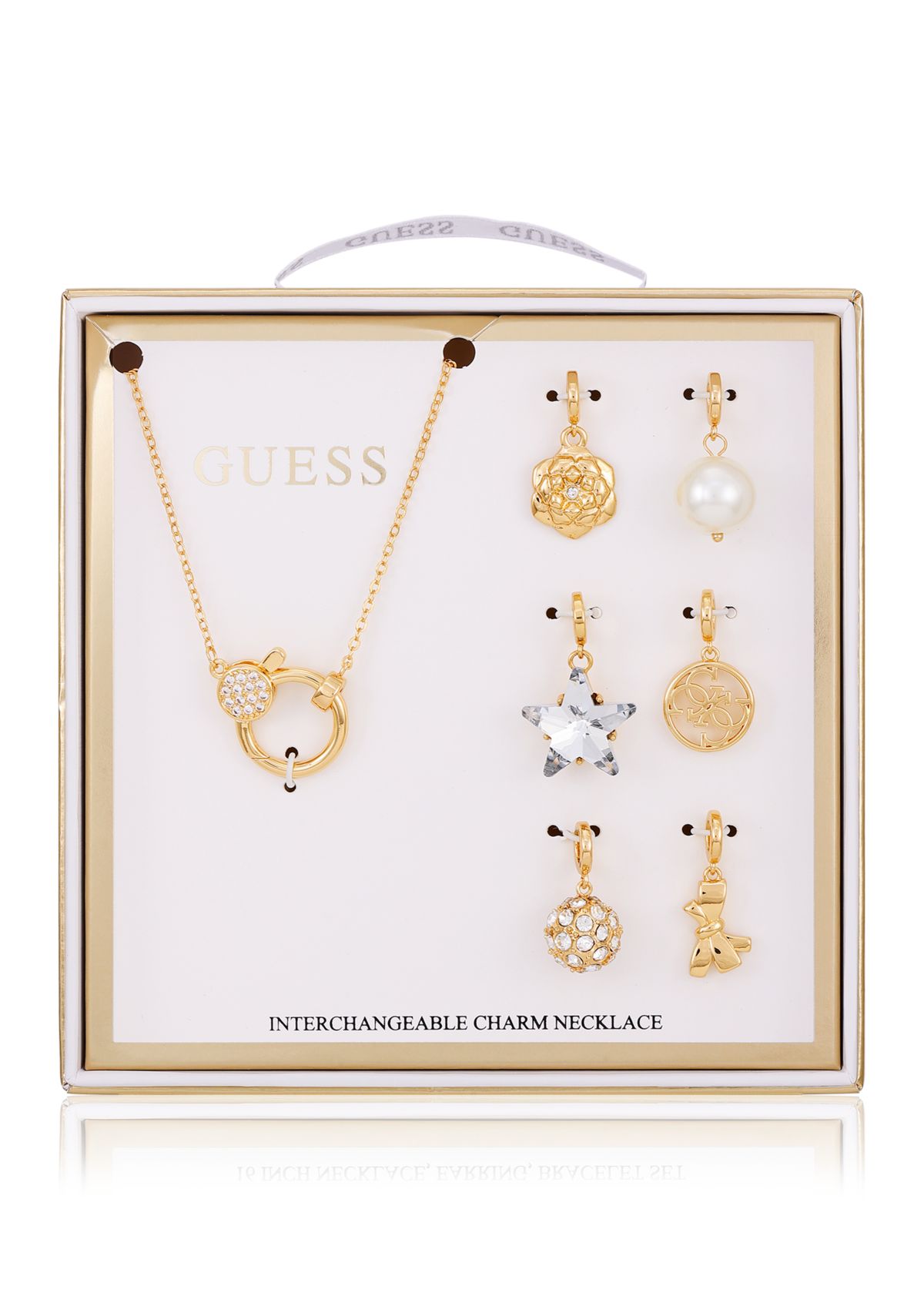 Gold-Tone Necklace with 6 Interchangeable Charms Set
