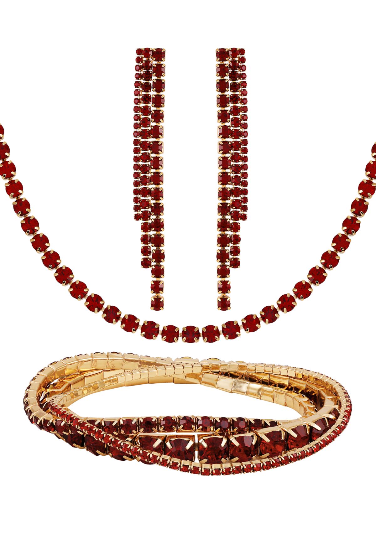 Crystal Necklace, Earring, & Bracelet Set