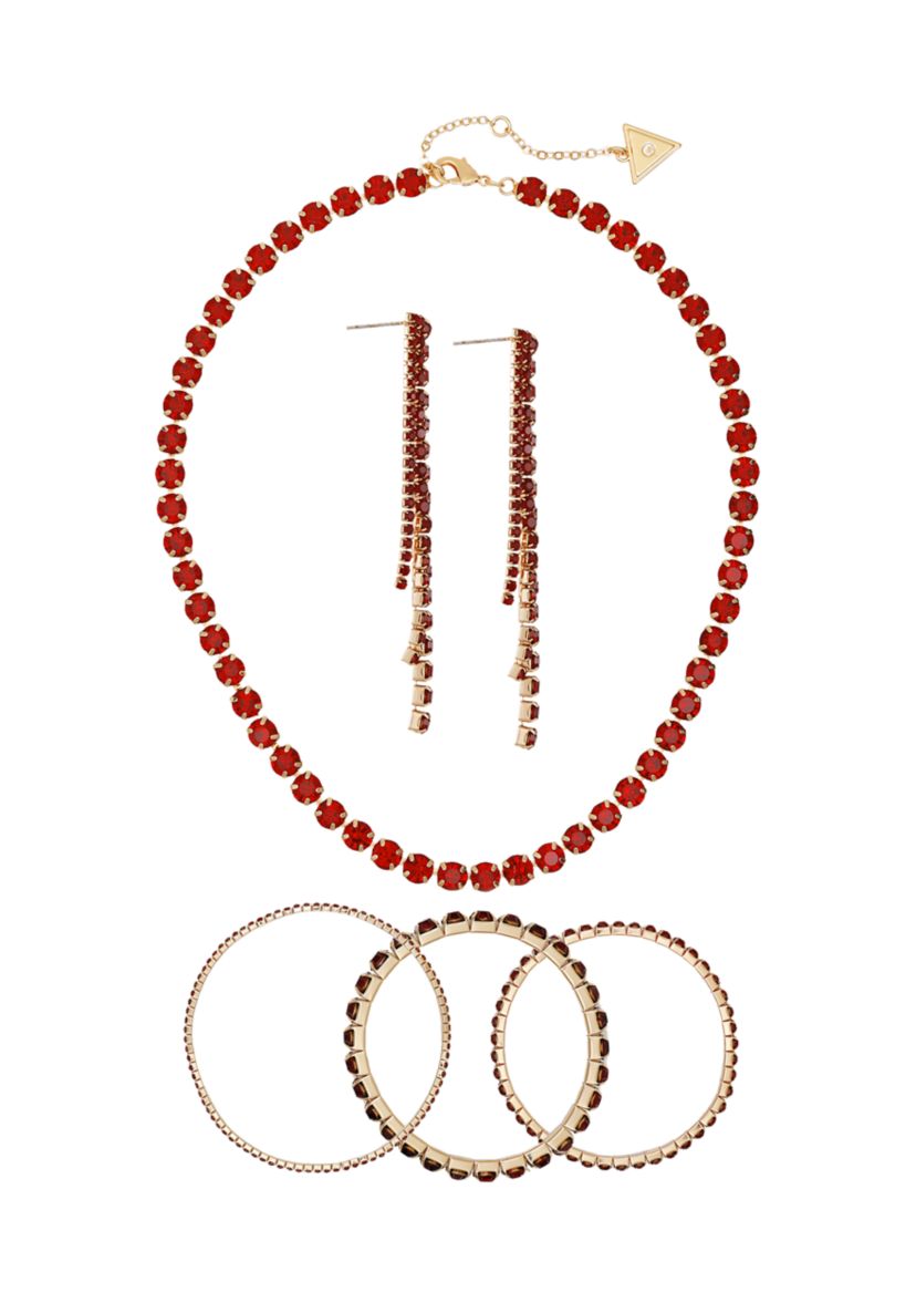 Crystal Necklace, Earring, & Bracelet Set