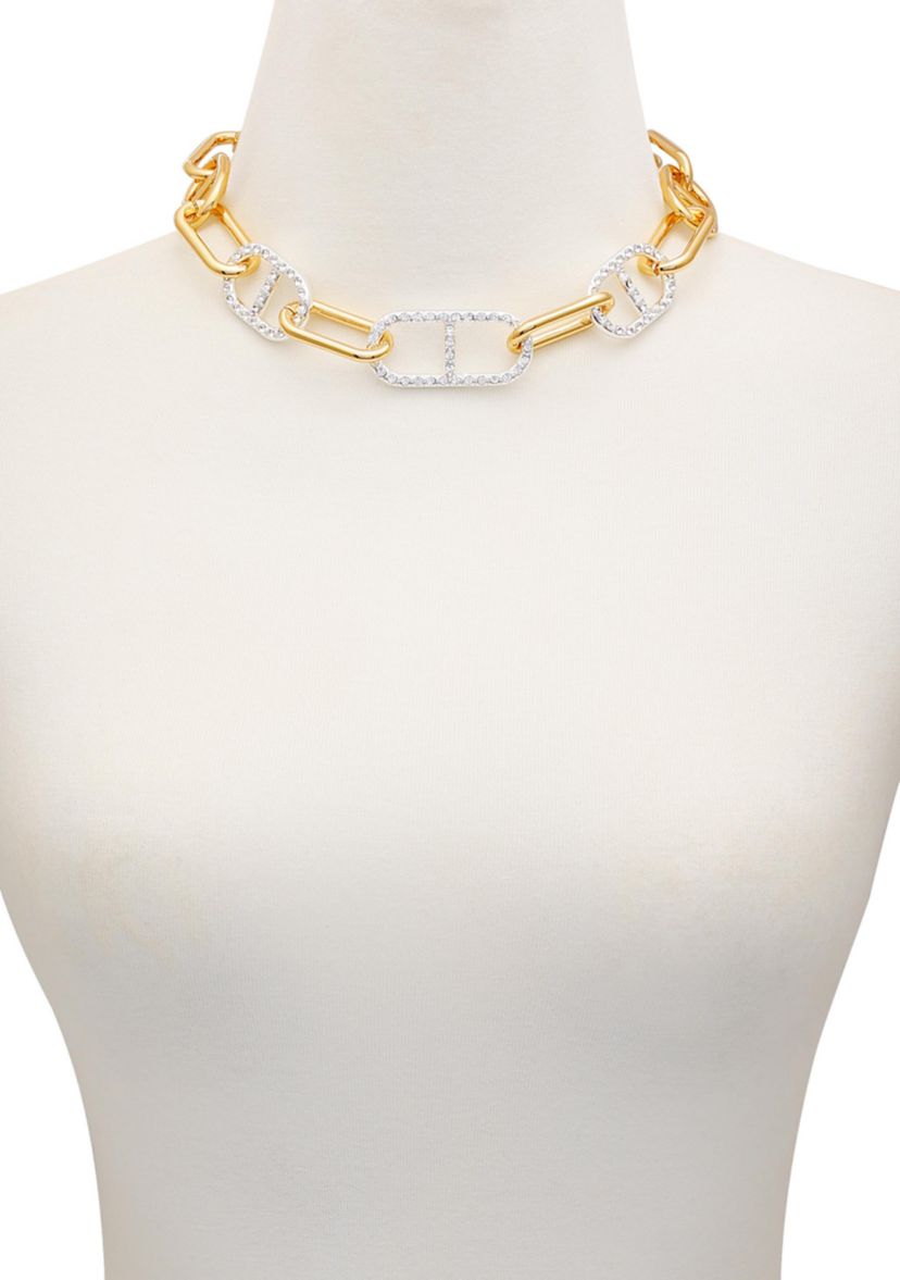Two Tone Link Collar Necklace