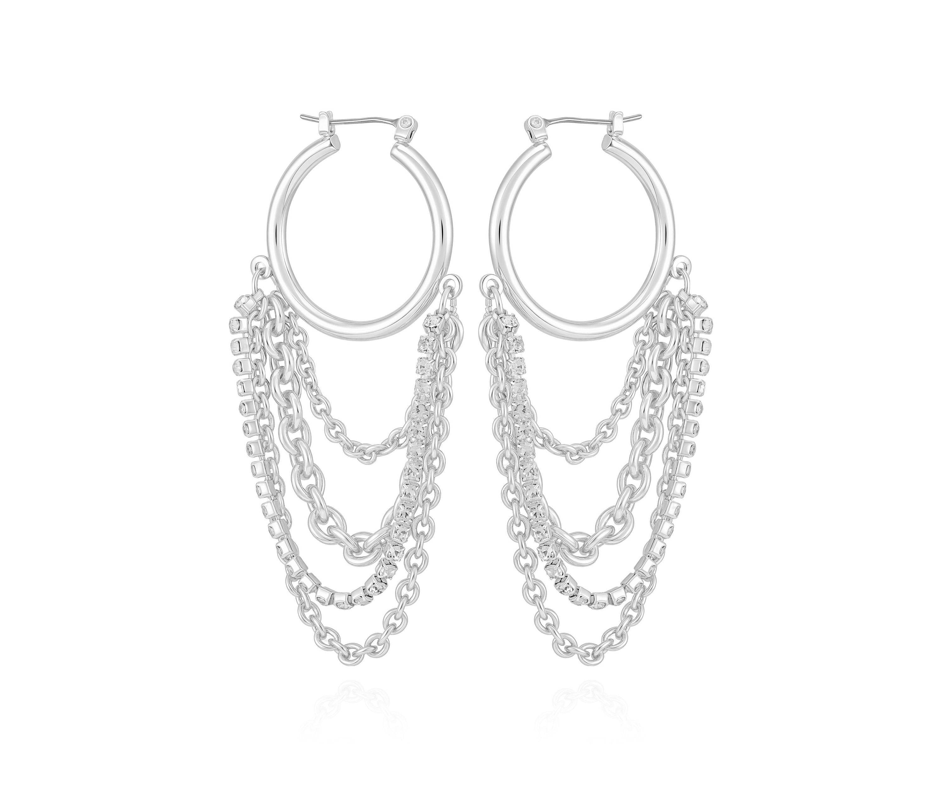 Hoop Linear Chain Earrings
