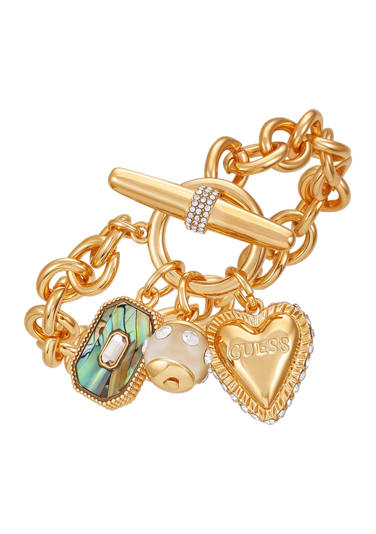 Gold Tone Toggle Charm Bracelet