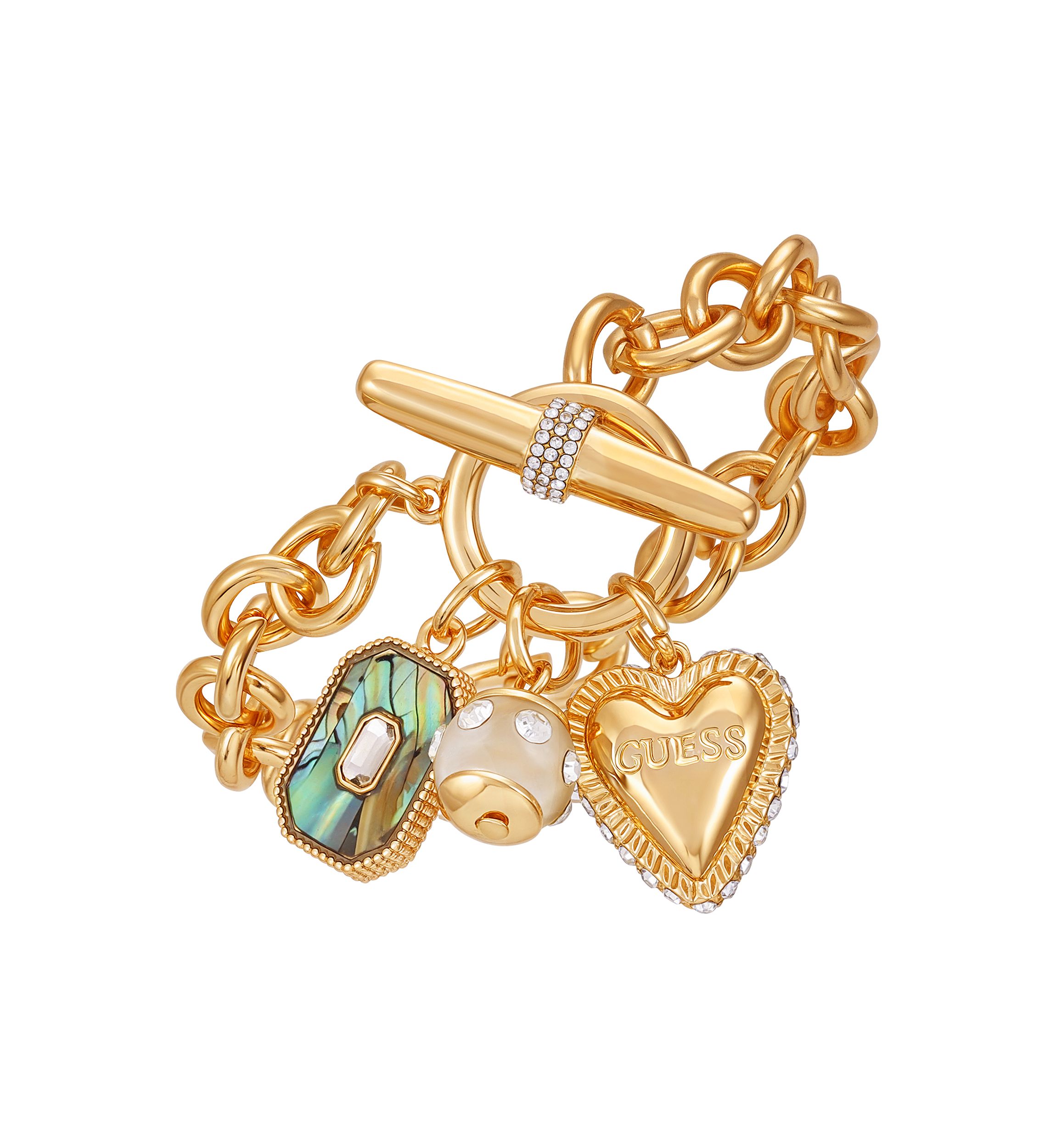 Gold Tone Toggle Charm Bracelet