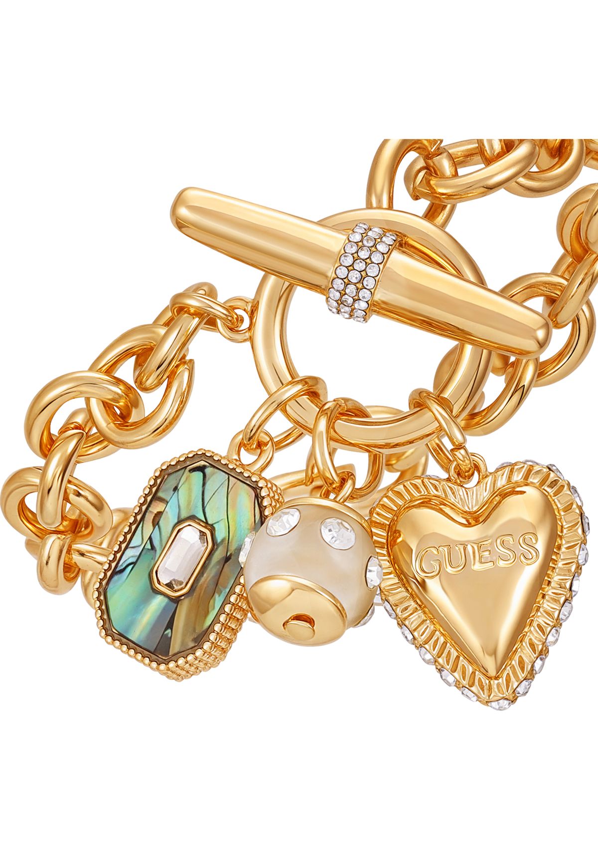 Gold Tone Toggle Charm Bracelet